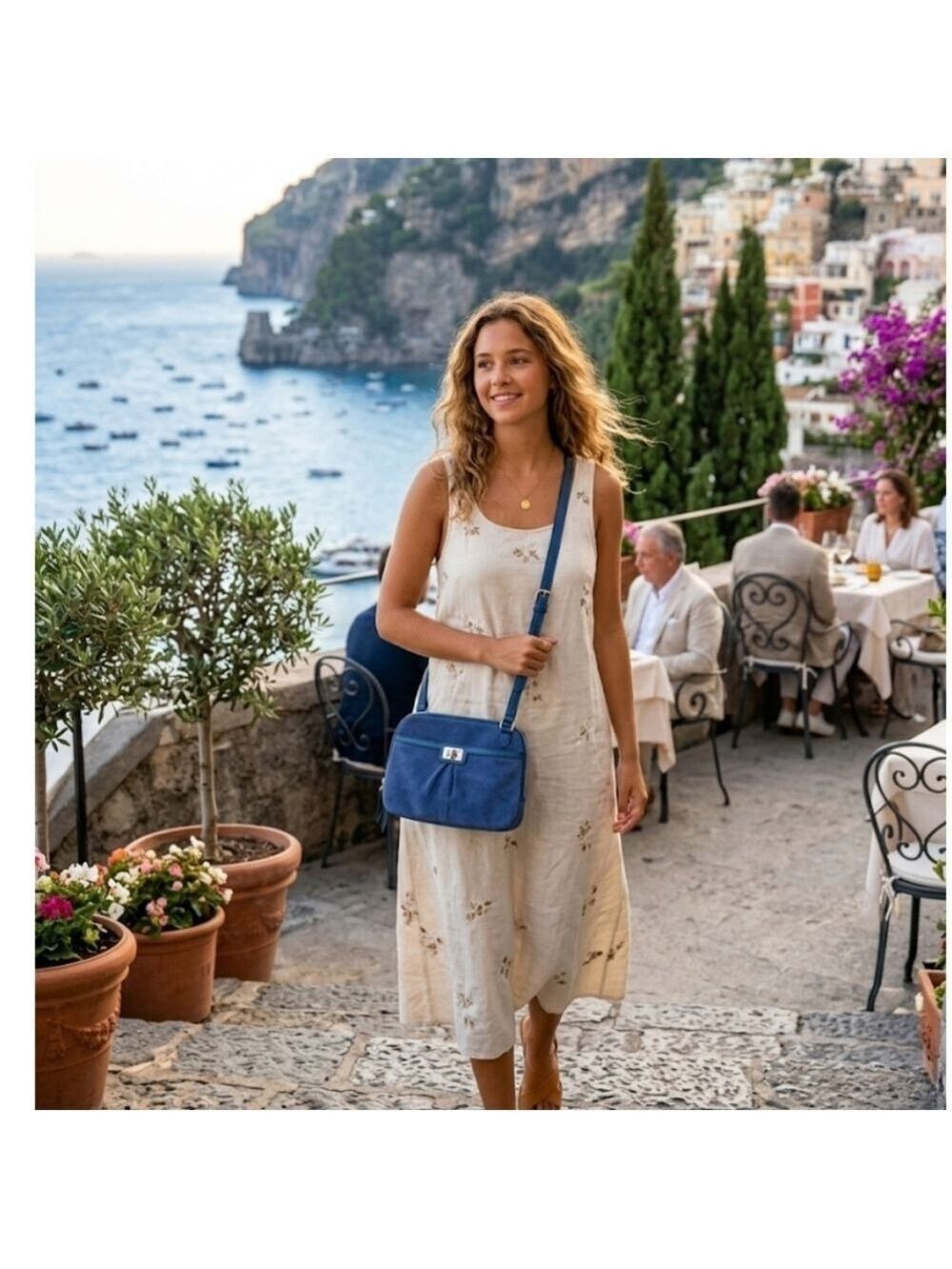 B Makovsky Blue Suede Leather Crossbody Bag - Picture 2 of 8